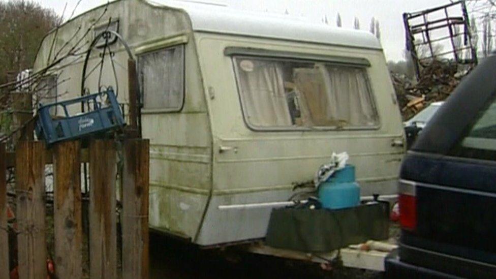 Caravan at search site in Northamptonshire