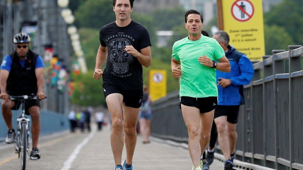 Jogging with Mexican president Pena Nieto