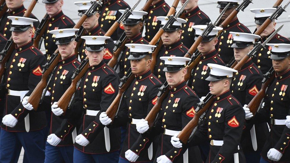 US Marines at the presidential inauguration in 2017