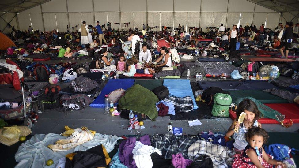 Migrant caravan in Mexico City