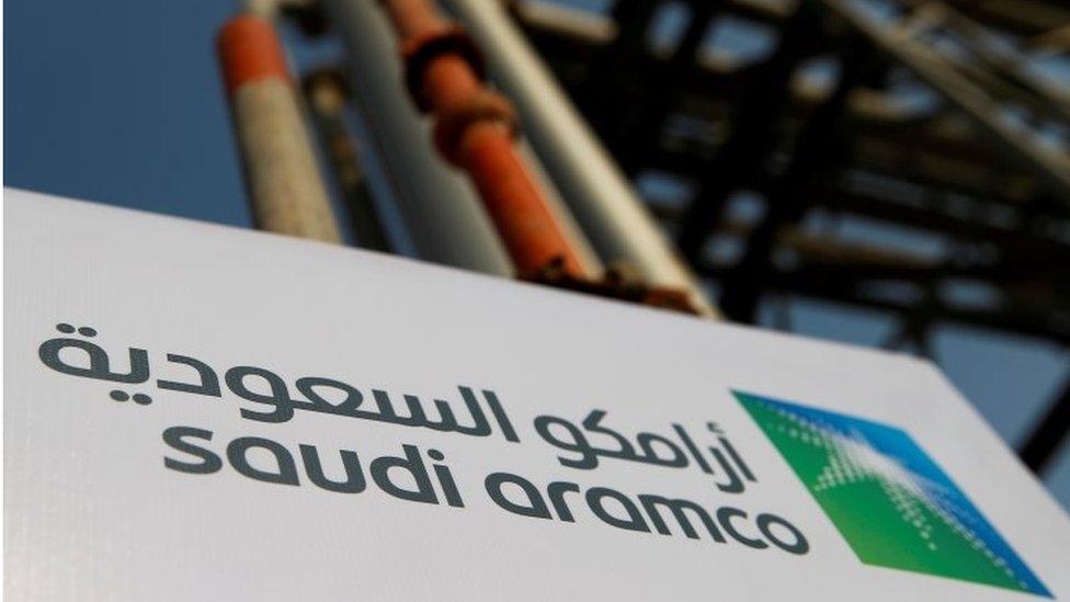 Saudi Aramco sign in Abqaiq, Saudi Arabia (file photo)