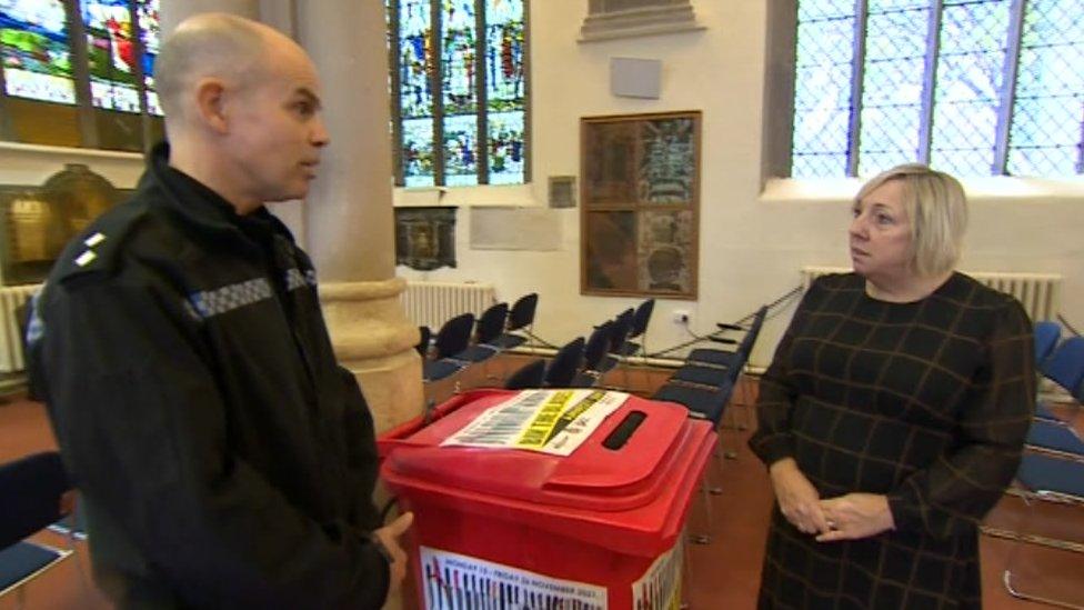 Carol, amnesty bin and police officer