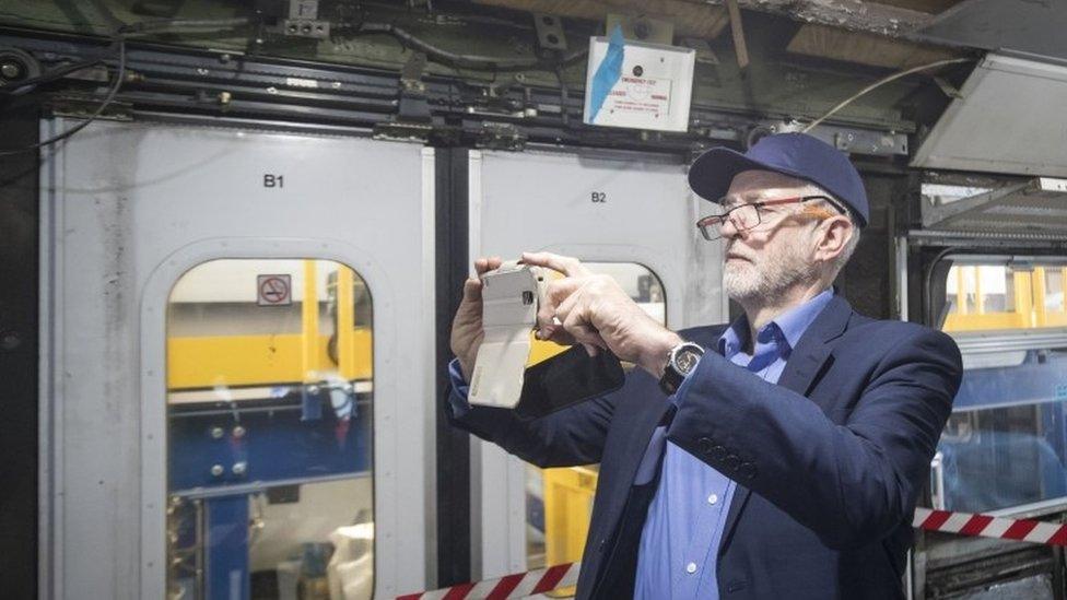 Jeremy Corbyn taking a photograph