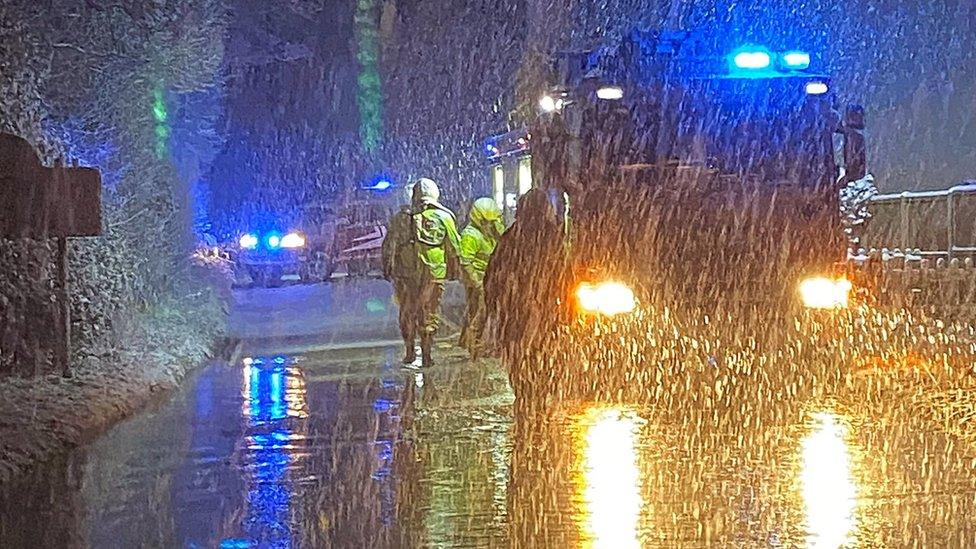 Fire services during Shropshire flooding