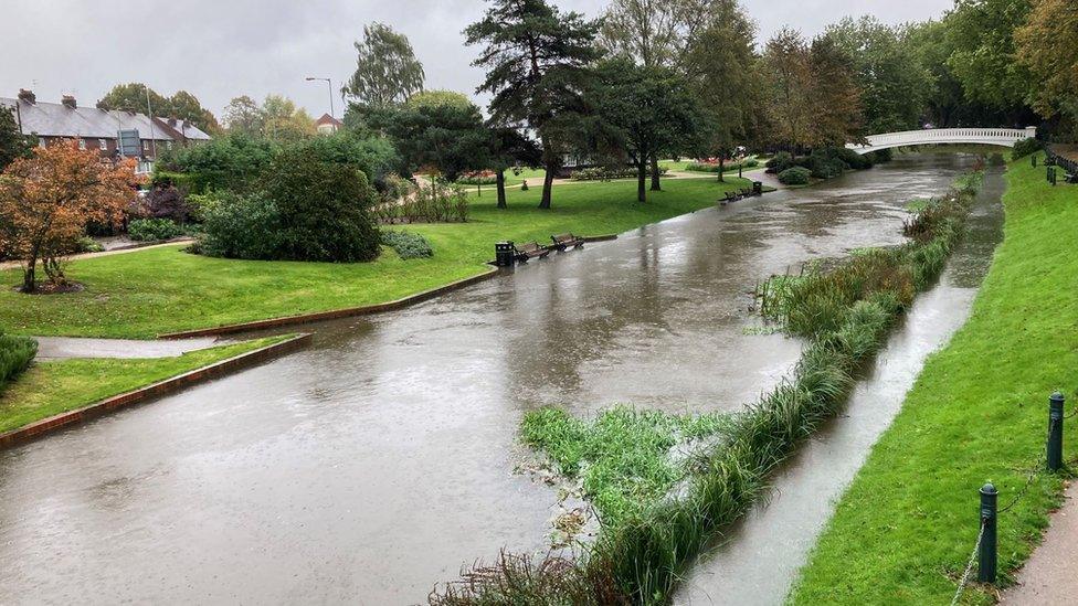 Victoria Road in Stafford under water