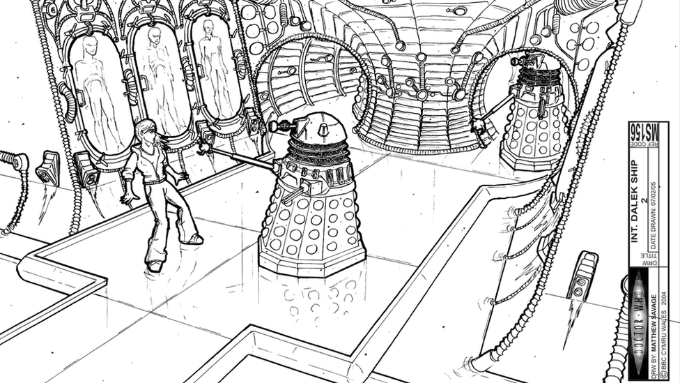 A concept drawing of the Daleks