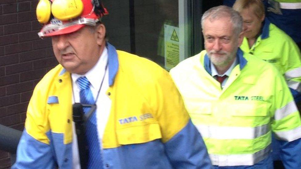 Jeremy Corbyn at Tata Steel in Scunthorpe