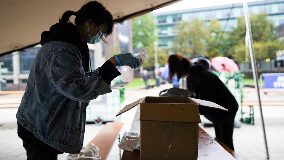 Students prepare support boxes