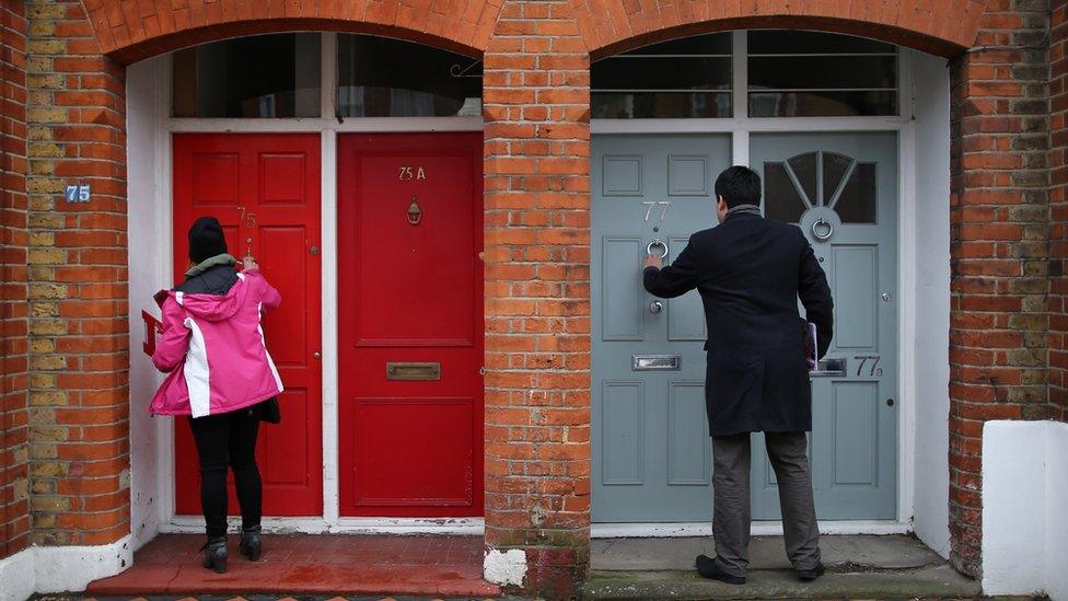 Canvassers knock on doors