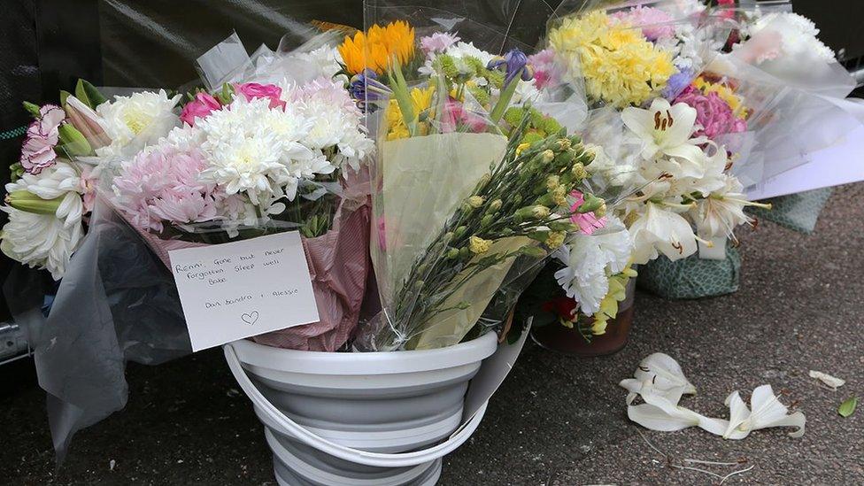 Flowers left as tributes to Reena James