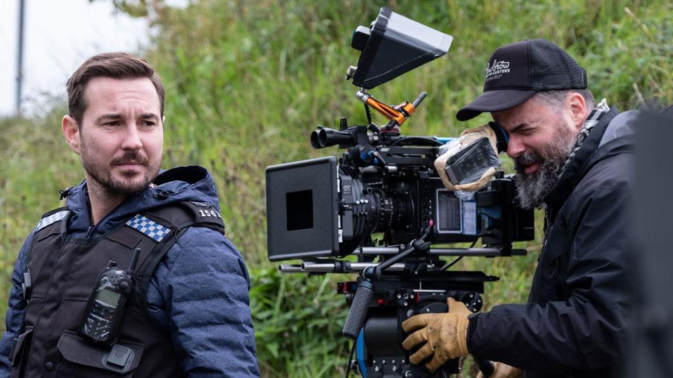 Martin Compston on the Line of Duty set