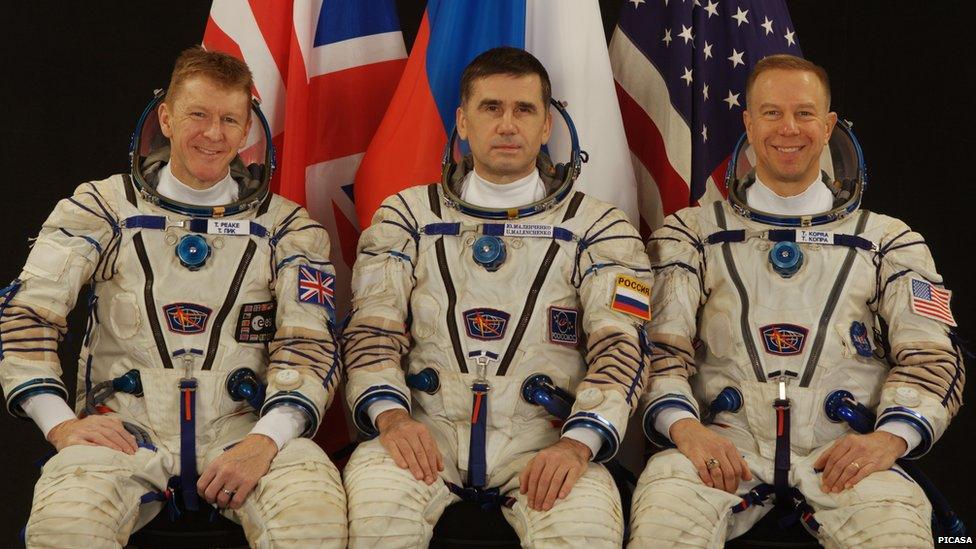 Crew fitted out in their space suits