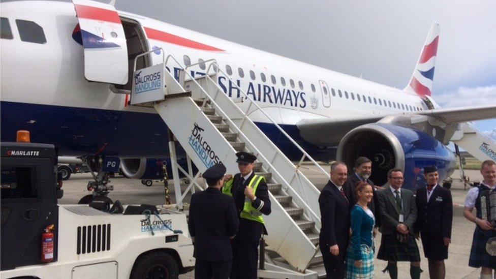 First of new BA flights lands at Inverness Airport