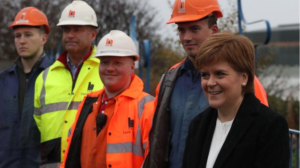 Nicola Sturgeon with BiFab workers