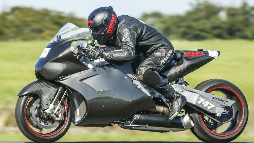 Zef Eisenberg on his gas turbine motorcycle