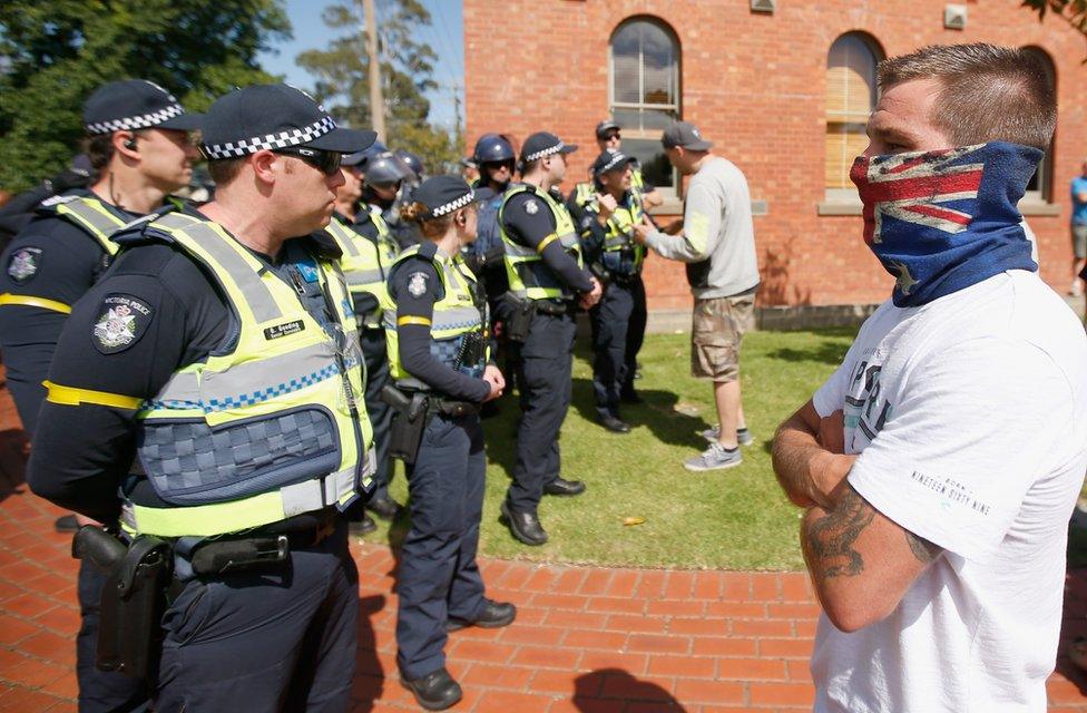 Police and protesters face off at Melton