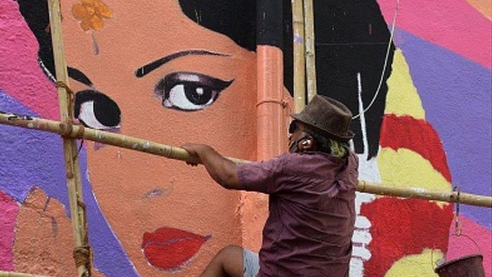 A Bollywood mural in Mumbai