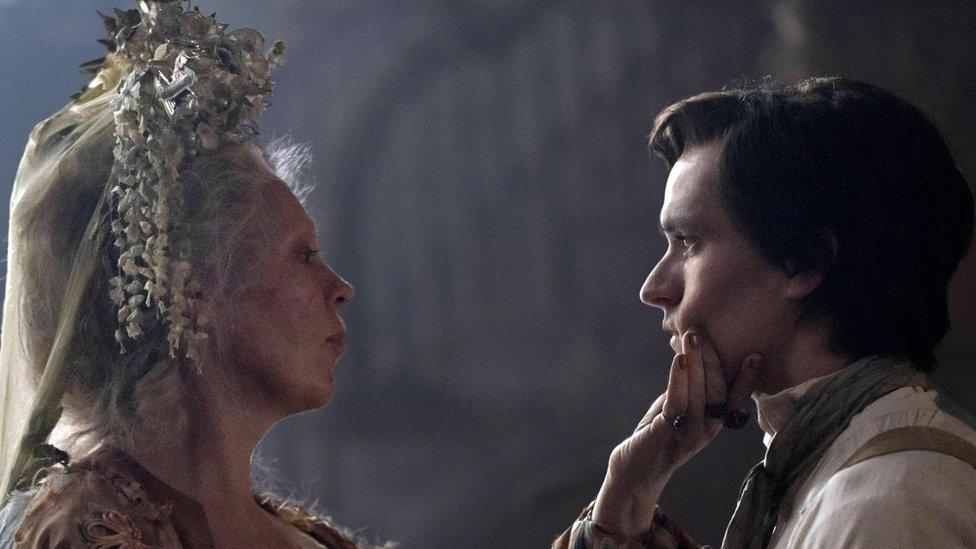 Olivia Colman and Fionn Whitehead as Miss Havisham and Pip