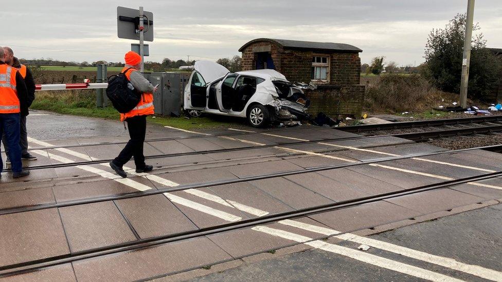 Investigators at crash site in Frating, Essex