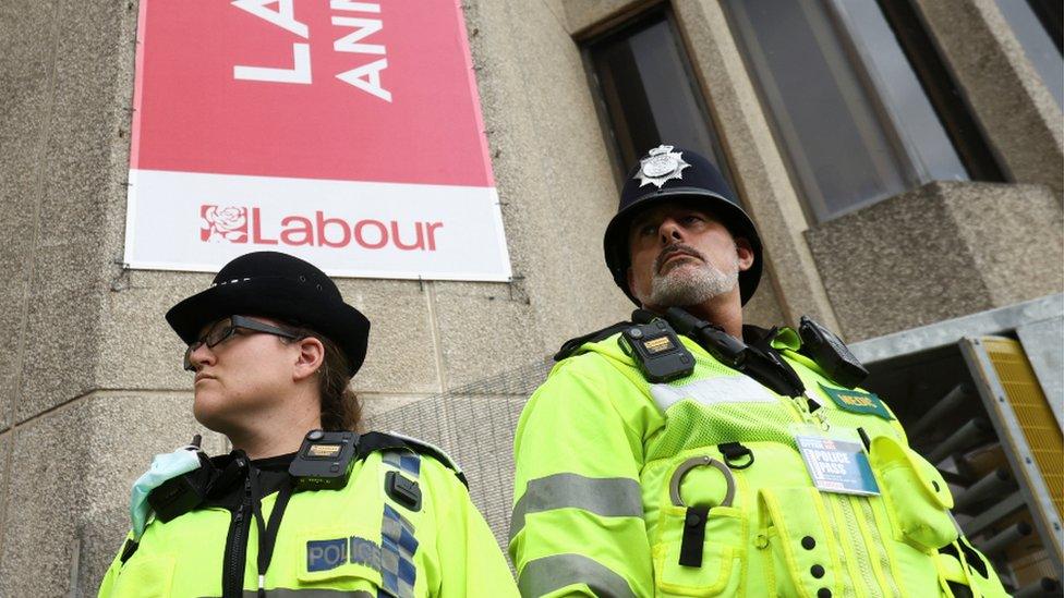 Police officers outside Labour conference