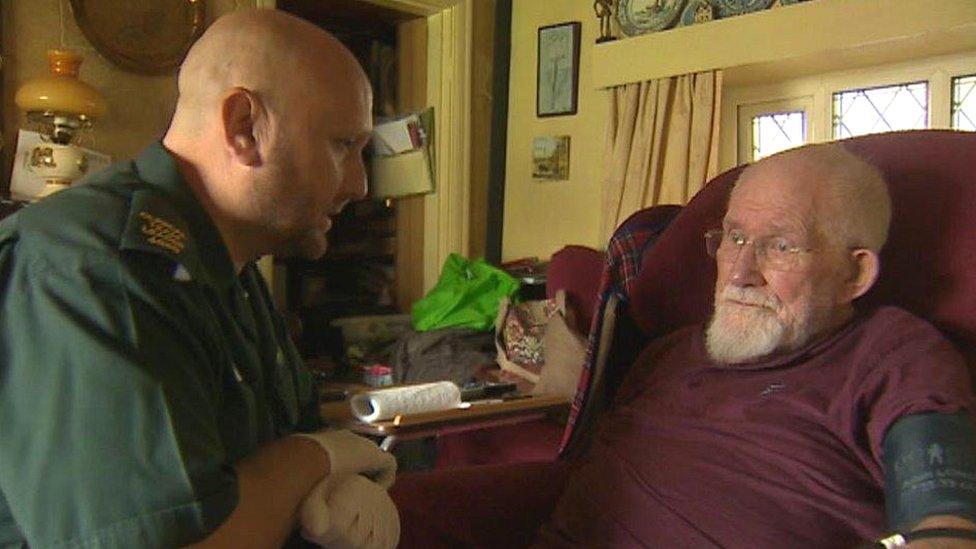 Osian Roberts gives Tommy a blood pressure check