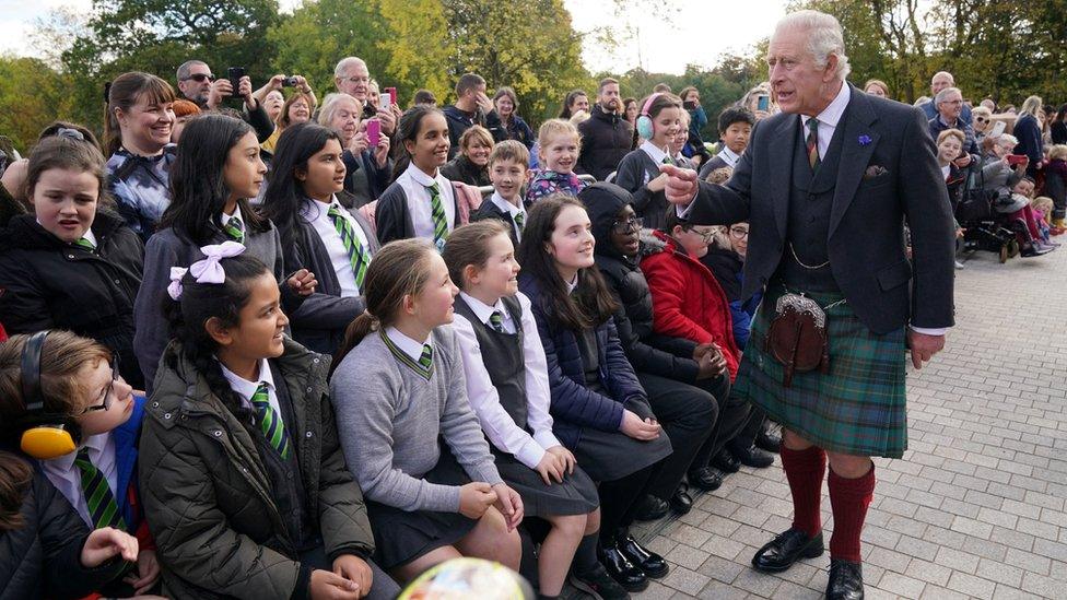 King Charles meets schoolchildren