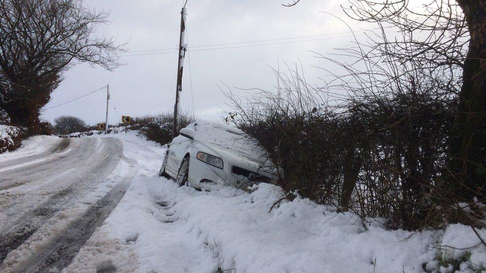 Car in ditch near Ballyclare