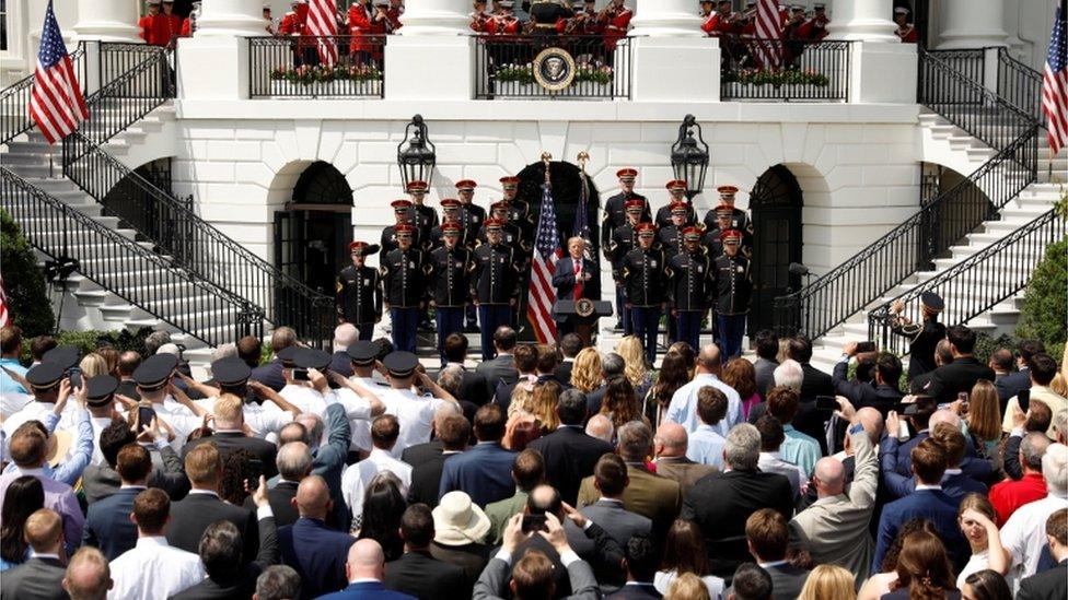 People gather for the celebration of America event at the White House