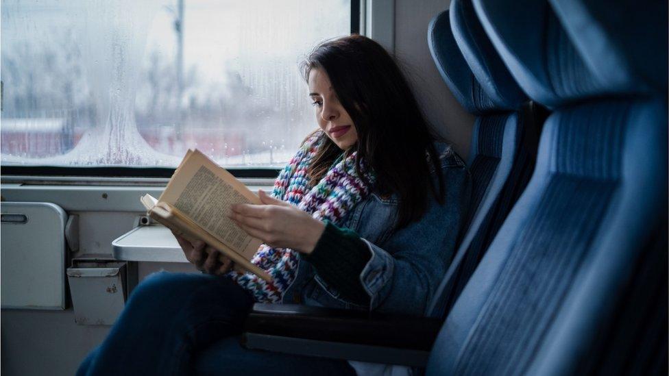 woman on train