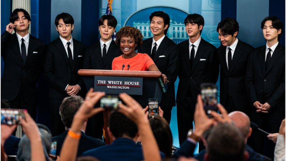 BTS with White House press secretary Karine Jean-Pierr