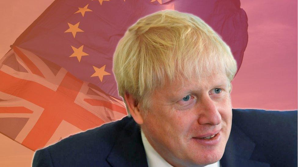 UK-PM-boris-johnson-on-a-background-of-EU-and-Union-Flags