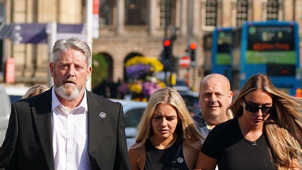 The father of Elle Edwards, Tim Edwards, (left) arriving at court