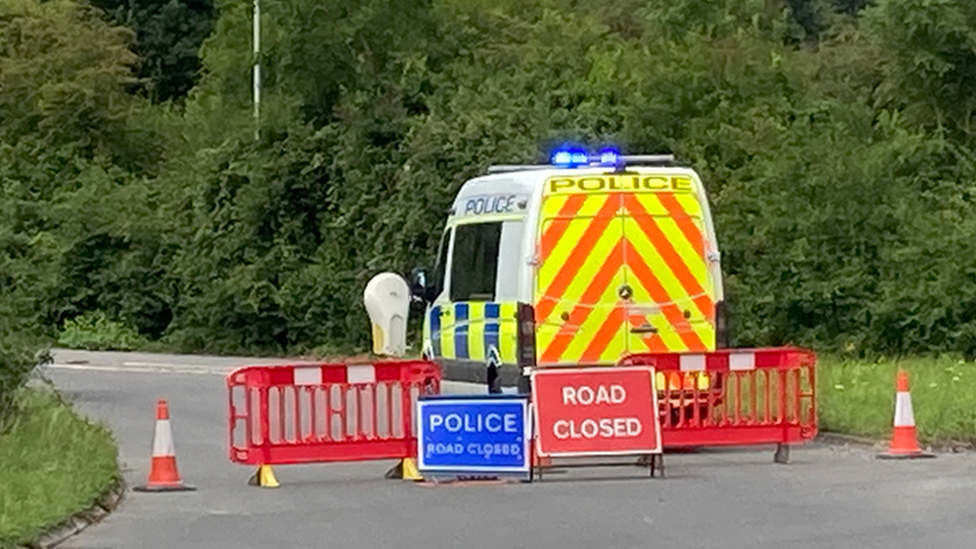 Police van at the scene of the incident