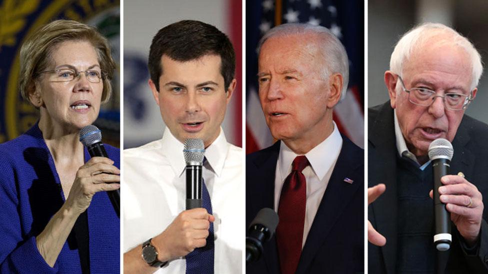 Composite image of Warren, Buttigieg, Biden, Sanders