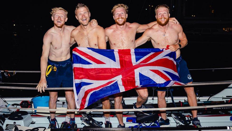 The Friends brothers after completing the Talisker Whisky Atlantic Challenge