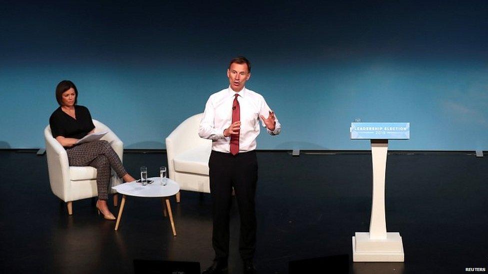 Jeremy Hunt speaking at a hustings in Darlington