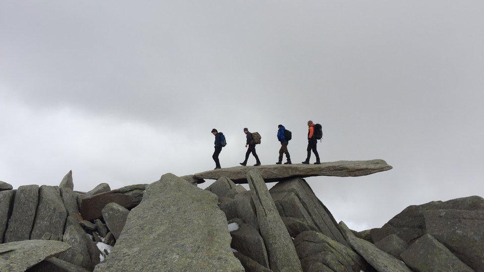 The fab four: Martin Walls captured this Abbey Road inspired scene at the summit plateau of Glyder Fawr, Snowdonia.