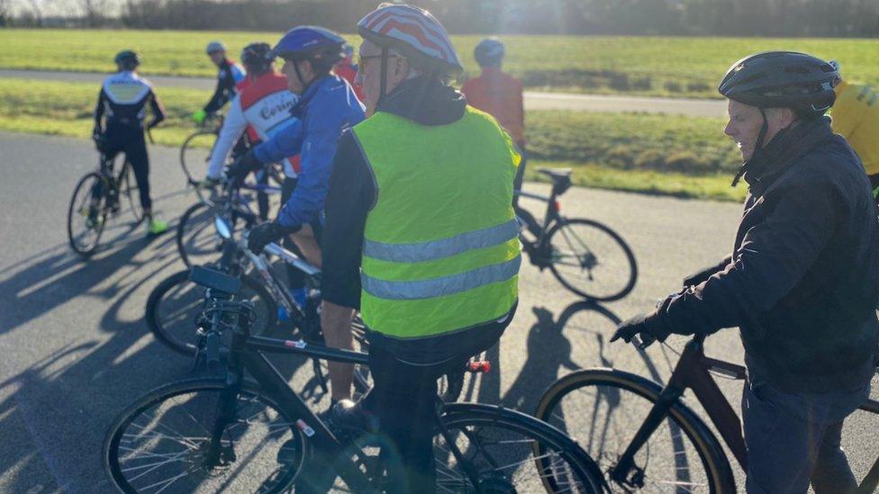 Cyclists at funeral of Ken Robertson