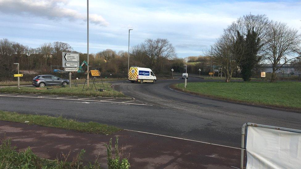 The Dunball Roundabout In Bridgwater, Looking Towards The Hinkley Point C Park And Ride Facility