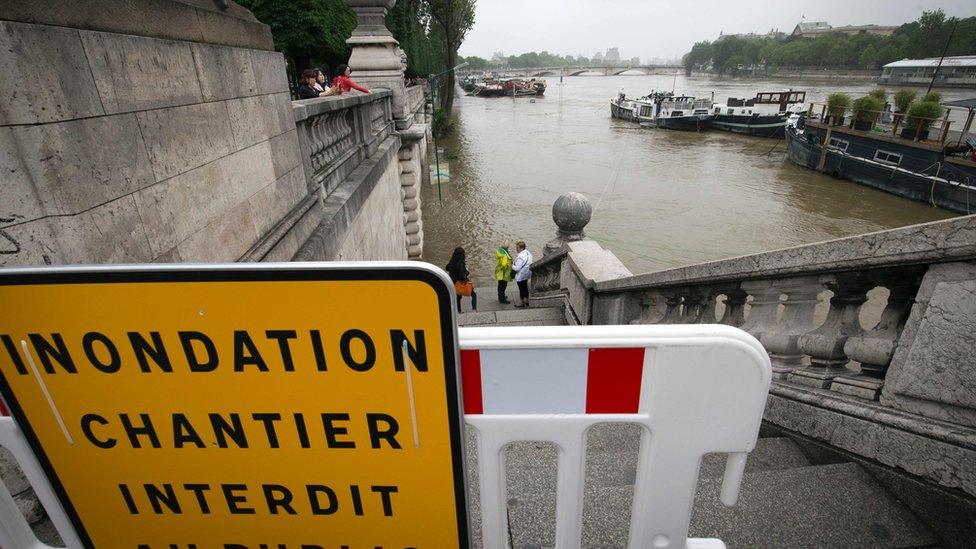 A footpath on the River Seine cordoned off on 5 June