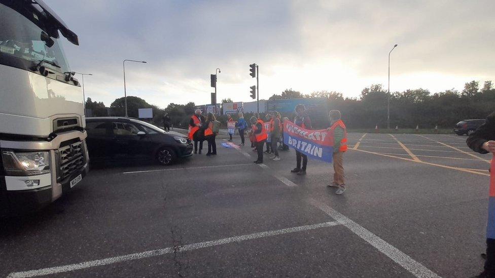 Protests at junction 31 of the M25