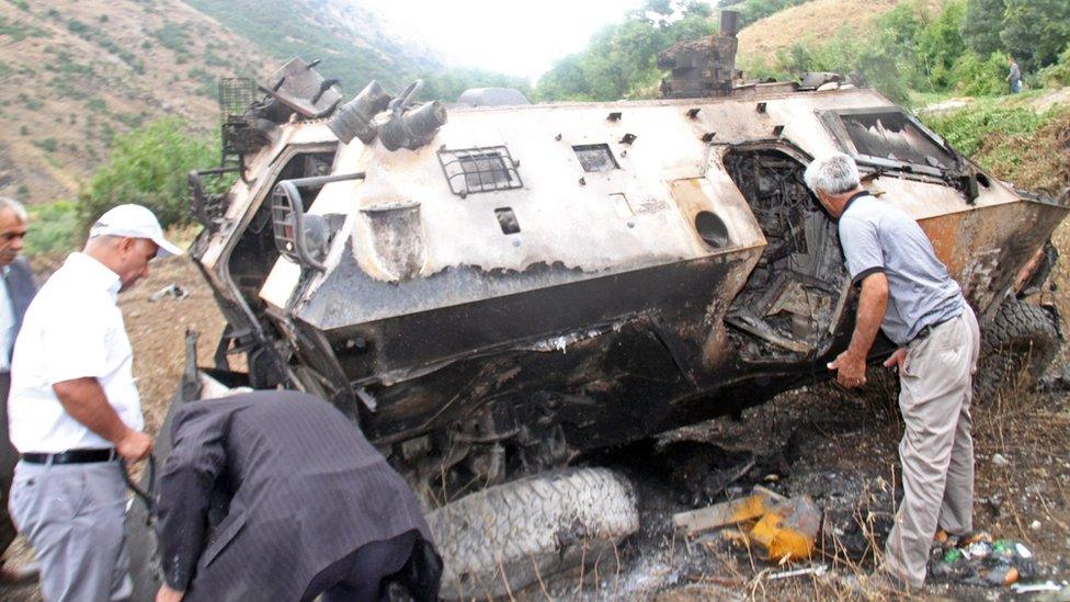 Wrecked Turkish military vehicle, Daglica, 7 Sep 15