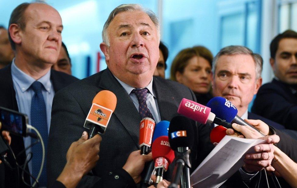 President of the French Senate Gerard Larcher makes a statement on 6 March 6, 2017 after a meeting to discuss the presidential candidacy of Francois Fillon