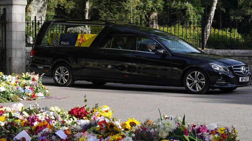 The Queen's funeral cortege leaves Balmoral Castle