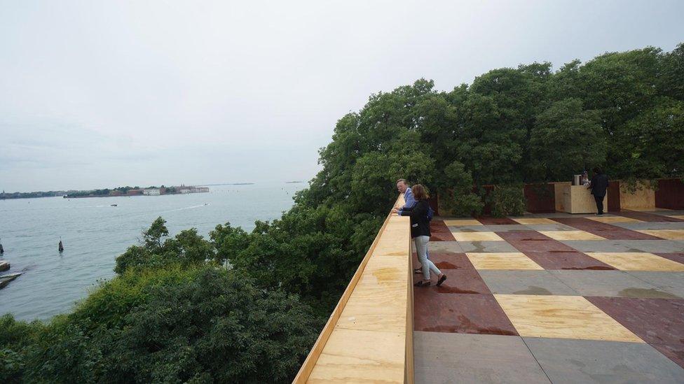 A view from the terrace of the British pavilion by project "Island"