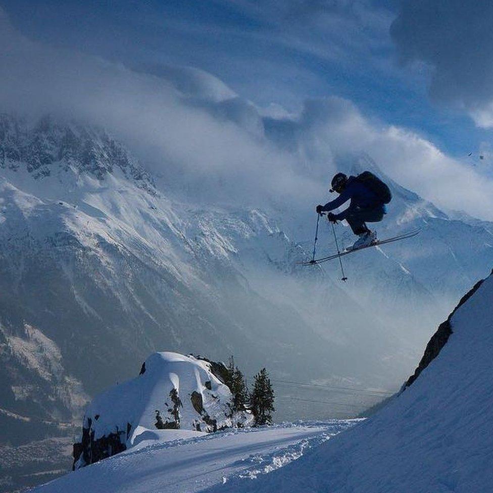 Finbar Doig skiing