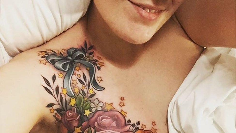 Alison Habbal's breast tattoo post-lumpectomy