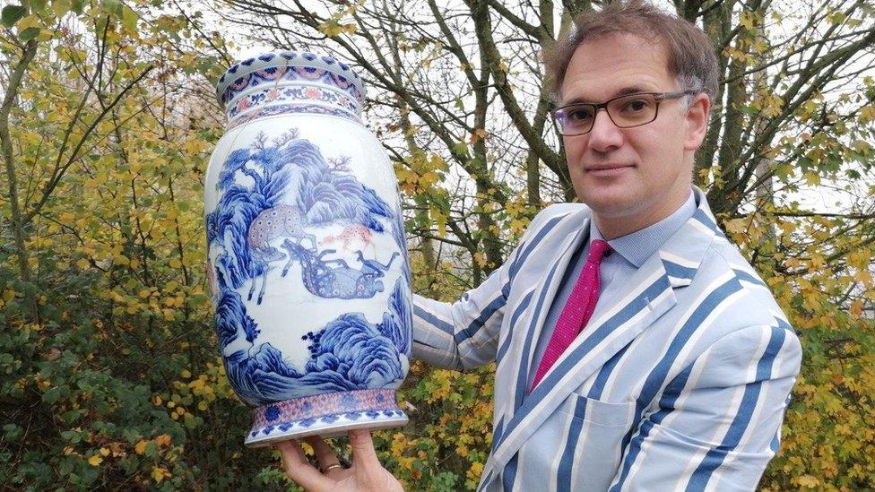 Charles Hanson with the vase