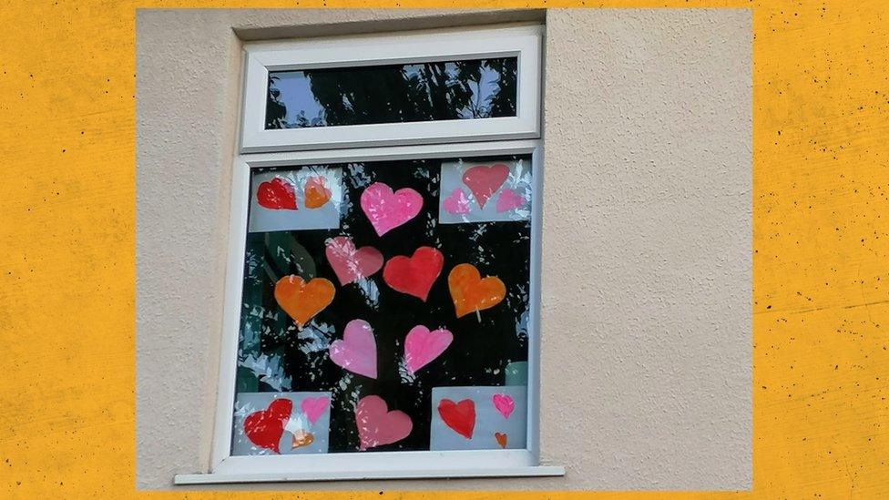 Hearts in a window