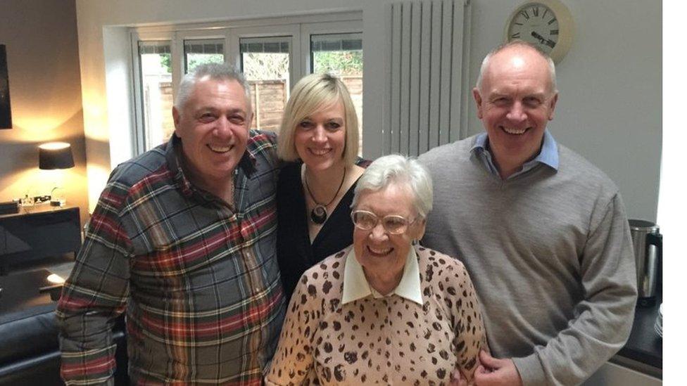 Eileen with George and her brothers, Charlie (L) and Jim (R)